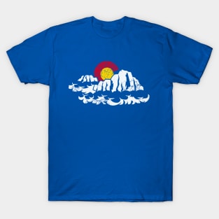 Colorado Flag Mountains In The Clouds T-Shirt